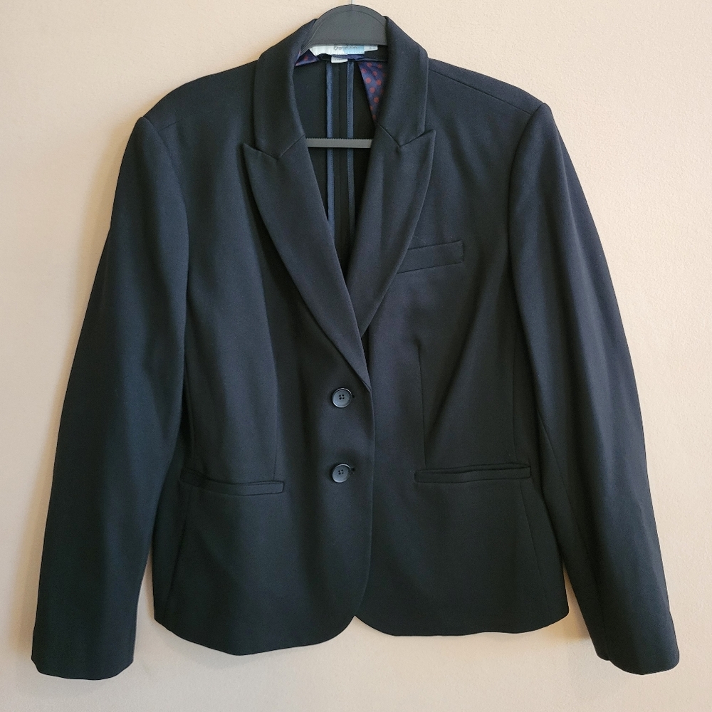 Boden Emilia Ponte Stretch Gabardine Black Blazer Jacket US 12 Career Office‎